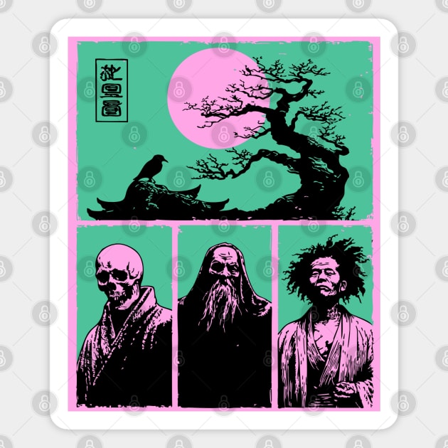 Zen Masters Memento Mori - Ukiyo-e Bushido Philosophy Magnet by TuncGK